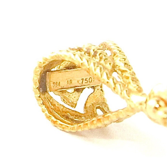 Vintage 18K Gold Sky Blue Topaz Cross Pendant Filigree Scroll Openwork Italian - Picture 7 of 7